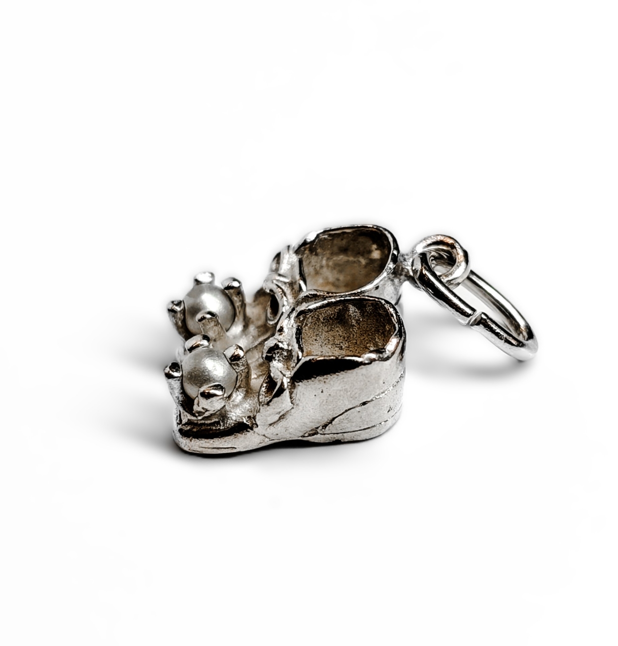 Vintage Sterling Silver Pair of Shoes 3D Charm with Pearl Accents #68914-8