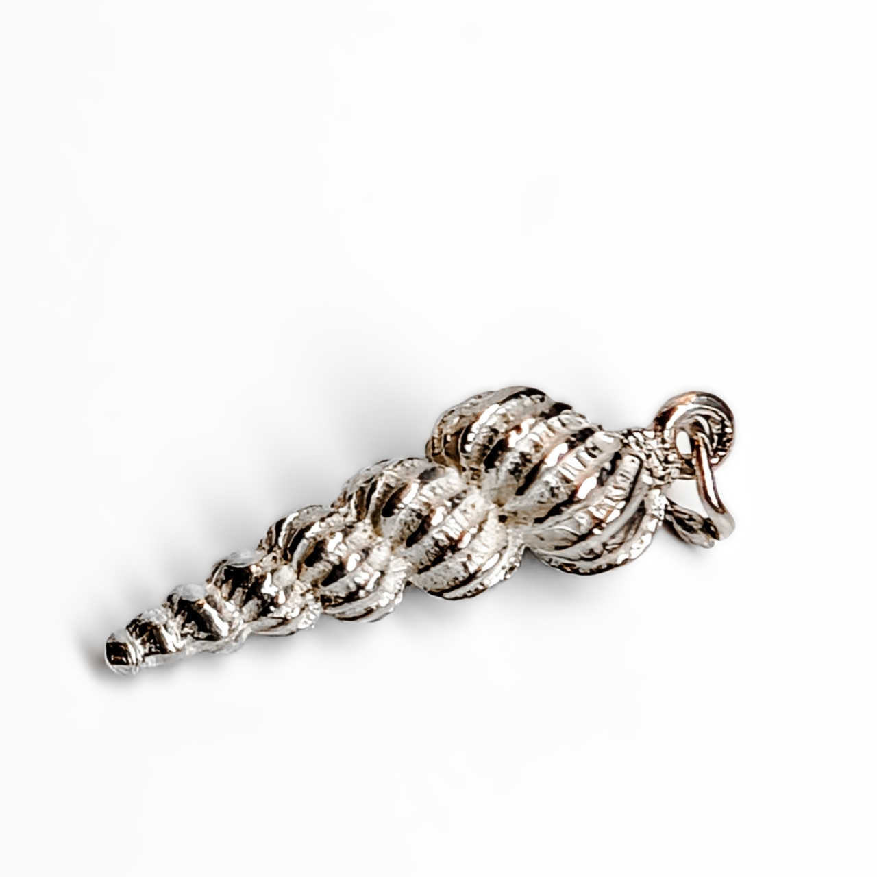 Vintage Sterling Silver Spiral Shell Charm Pendant #68914-14