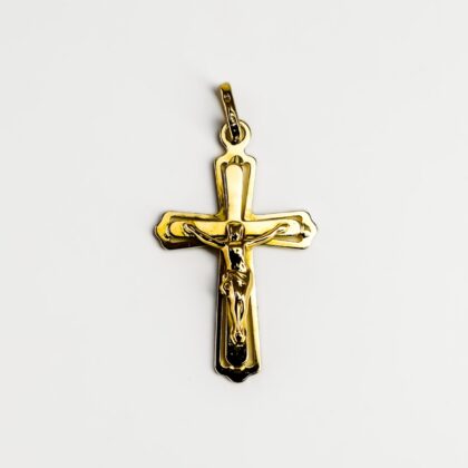 18ct Yellow Gold Cross Crucifix Pendant #69340