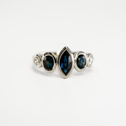 18ct Yellow and White Gold Sapphire and Diamond Ring Size O Valued $7050 #68585