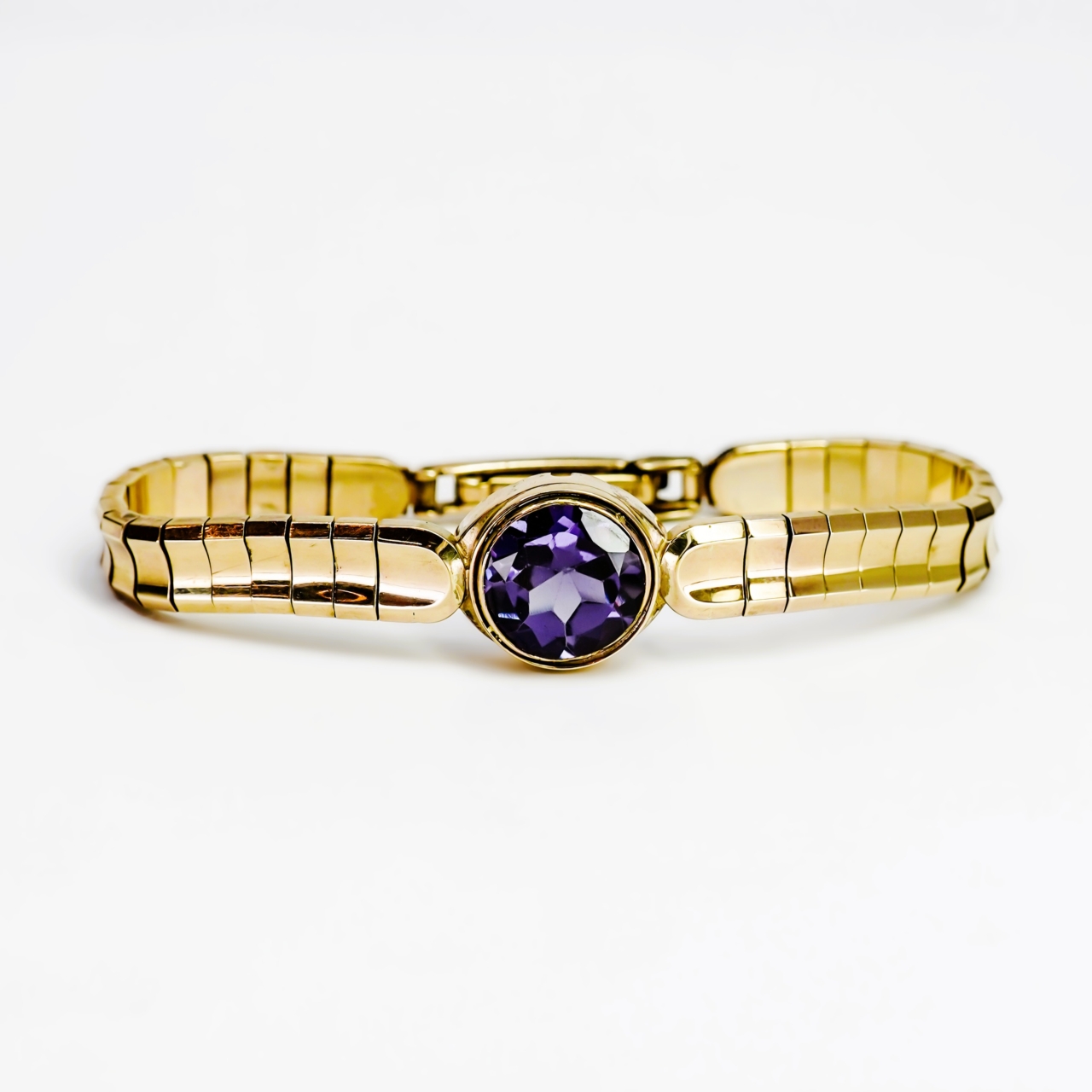 9ct Yellow Gold Synthetic Purple Sapphire Bracelet #66842