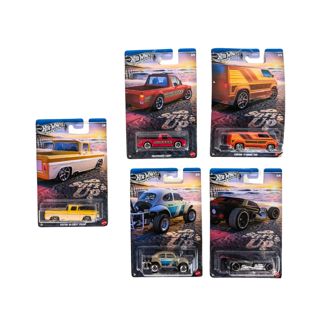 Hot Wheels Silver Series Surf’s Up Complete Set of 5 Die-Cast Cars #66551