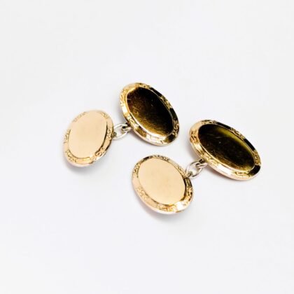 Vintage Gold on Silver Oval Panel Cufflinks #69325