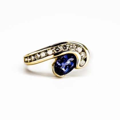 14ct White Gold Tanzanite and Diamond Ring Size M Valued $3730 #69157