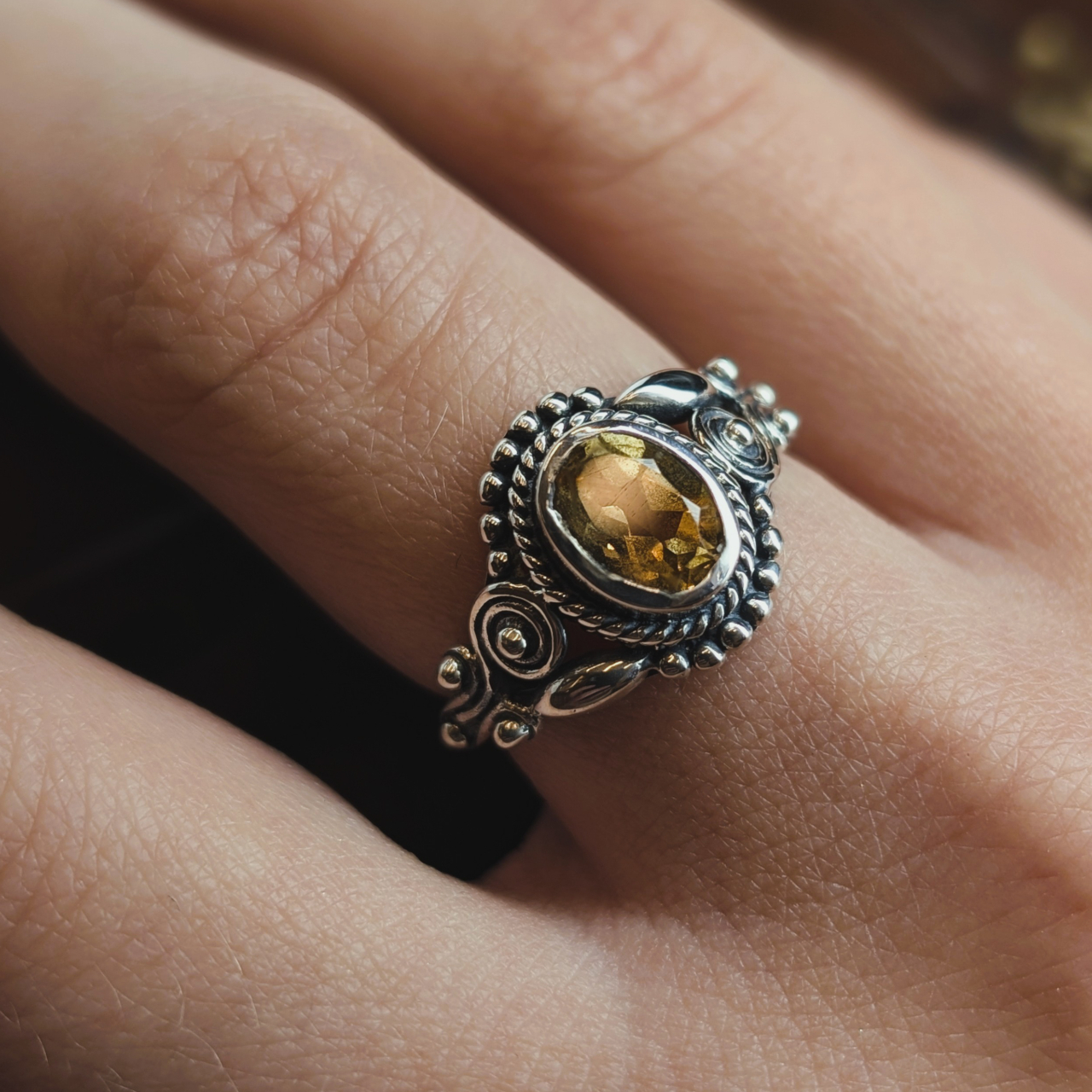 Sterling Silver Citrine Ring Size P1/2 #69232 Sterling Silver Citrine Ring Size P1/2 #69232 - Image 2