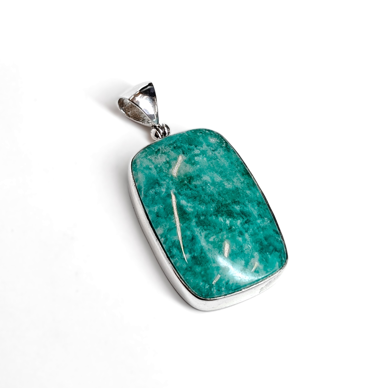 Sterling Silver Green Dyed Howlite Pendant #69011