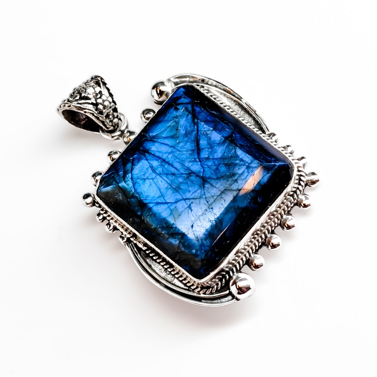 Sterling Silver Square Labradorite Pendant #69003