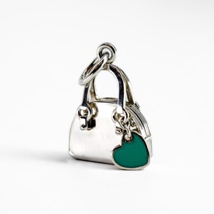 Tiffany & Co Purse with blue enamel heart Pendant Charm #68621