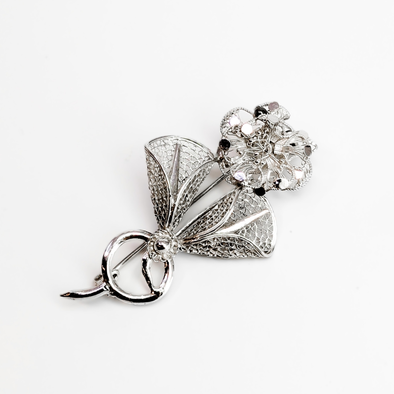 Vintage Silver Flower Brooch #69331