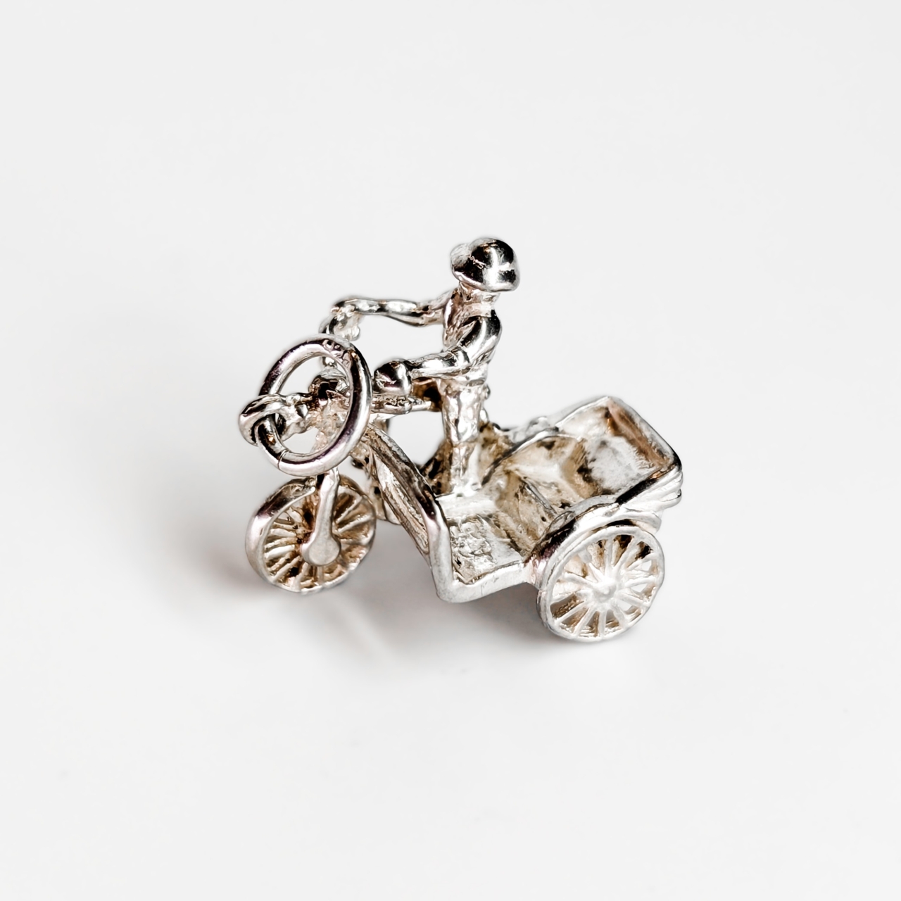 Vintage Sterling Silver Bike & Sidecar Charm #69238