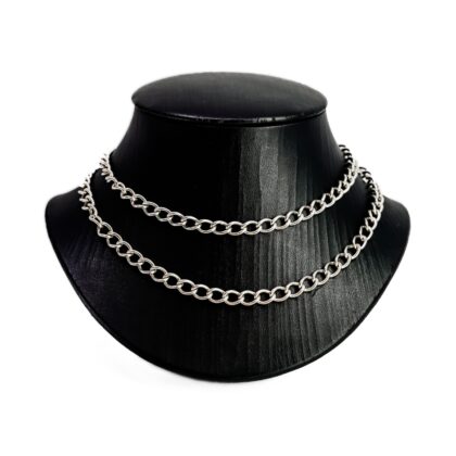 Vintage Sterling Silver Round Curb Link Necklace #68620