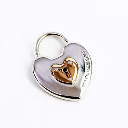 Vintage Tiffany & Co Sterling Silver and 18ct yellow Gold Heart Pendant #68508