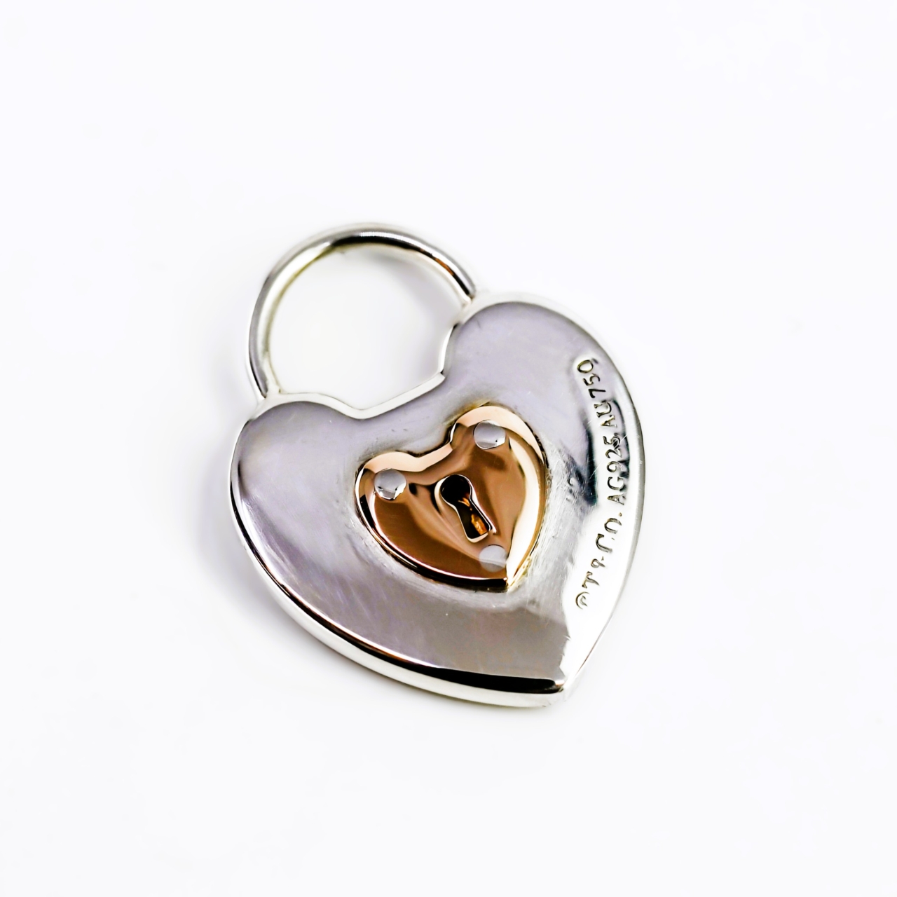 Vintage Tiffany & Co Sterling Silver and 18ct yellow Gold Heart Pendant #68508