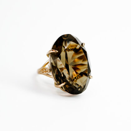 Monty's 14ct Rose Gold Large Smoky Quartz Cocktail Ring Size K #69368