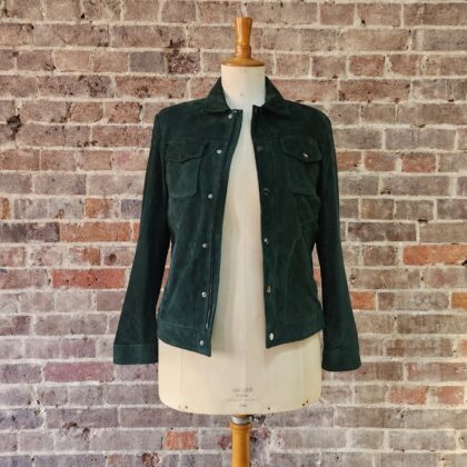Urbbana Trucker Suede Leather Jacket Emerald Green Size Small #69184