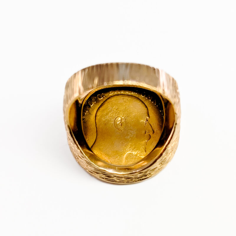 9ct Yellow Gold 22ct 1909 Full Sovereign Coin Ring Size S #69537 ...