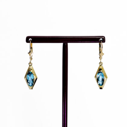 9ct Yellow Gold Aquamarine Drop Earrings #68583