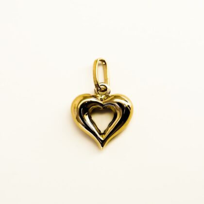 9ct Yellow Gold Open Puff Heart Charm Pendant #69420