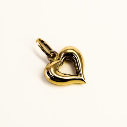 9ct Yellow Gold Open Puff Heart Charm Pendant #69420