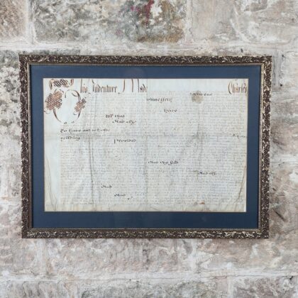 Antique Legal Document Vellum Manuscript Circa 1626 Framed Under Glass 535 x 350mm #69728