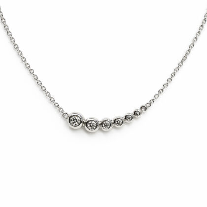 Georg Jensen 18ct White Gold Aurora Diamond Necklace +Box #69227