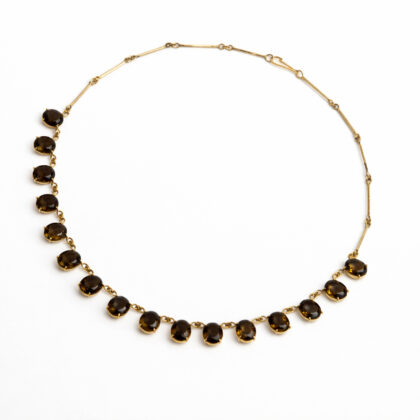 Gold Plated Brown Stone Drop Necklace 43.5cm #69390