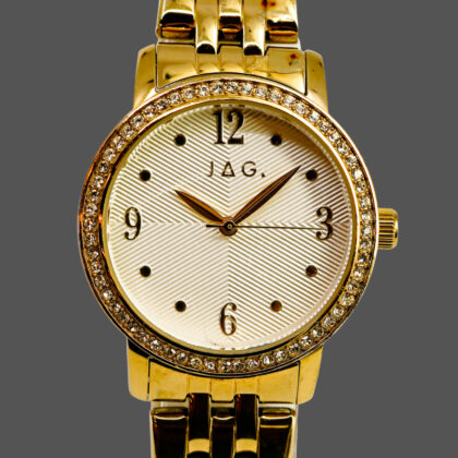 JAG J2441A Gold Tone 32mm Quartz Watch 18cm Band #69283