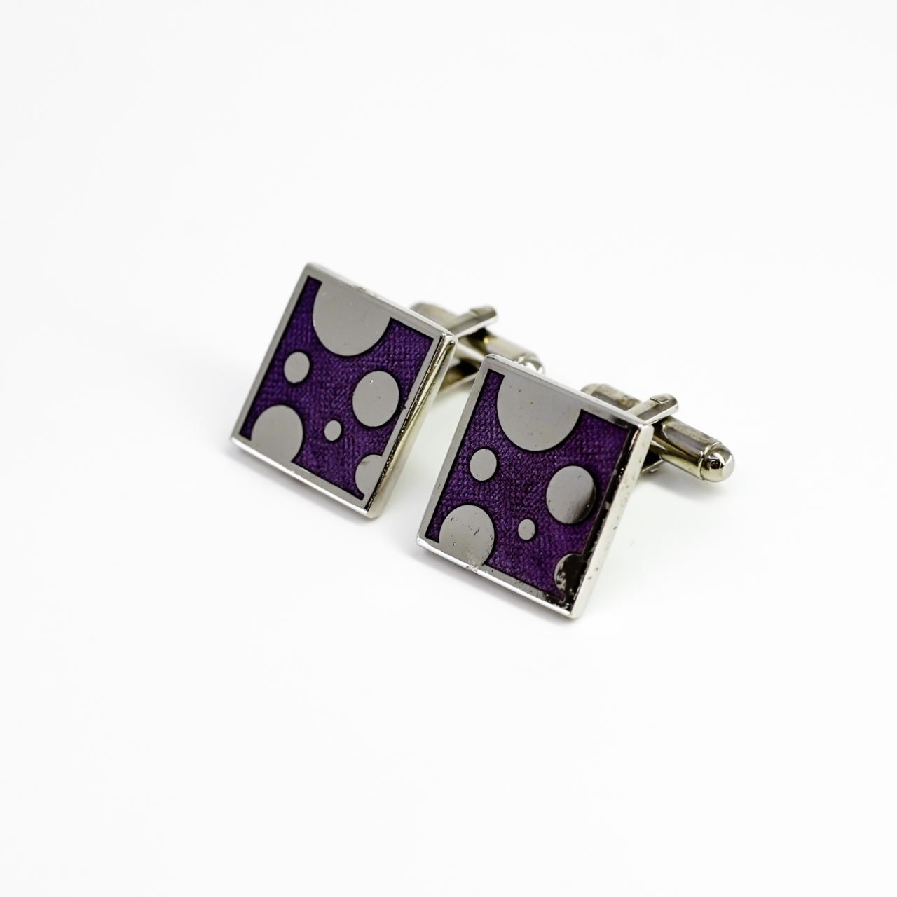 Men’s Stainless Steel And Purple Cufflinks 19mm #62653