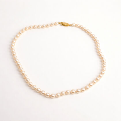 Silver Gold Plated Freshwater Pearl Necklace 42cm #69385