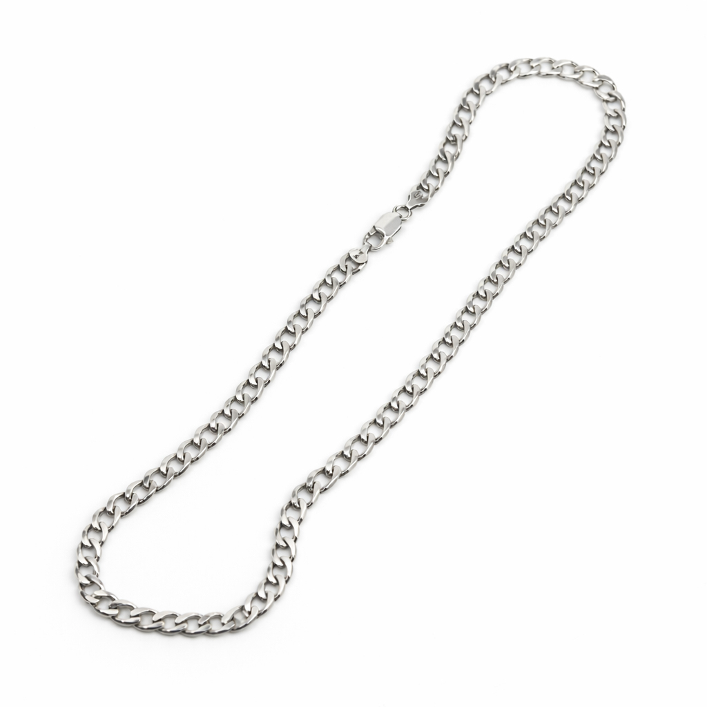 Sterling Silver 6.7mm Curb Link Chain Necklace 55cm #69313