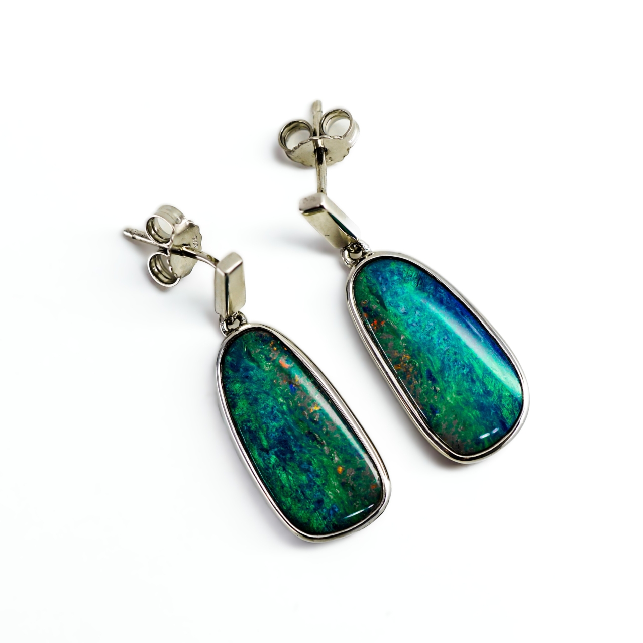 Sterling Silver Boulder Opal Drop Earrings #69528 Sterling Silver Boulder Opal Drop Earrings #69528 - Image 4