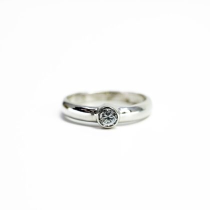 Sterling Silver CZ Bezel Set Ring #67772