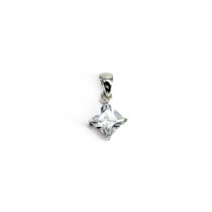 Sterling Silver CZ Square Pendant #67677