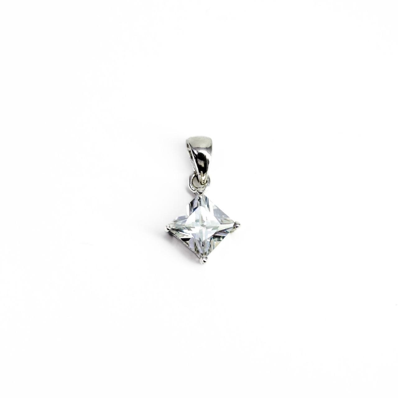 Sterling Silver CZ Square Pendant #67677