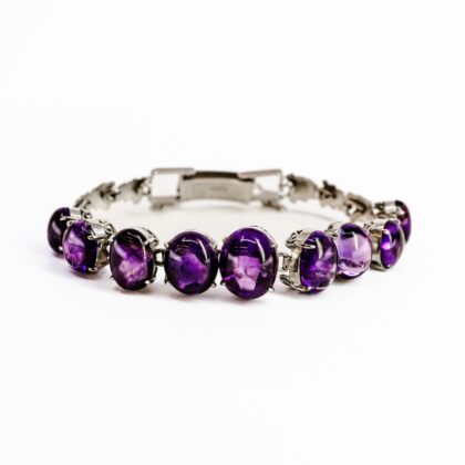 Sterling Silver Cabochon Amethyst Bracelet #69375
