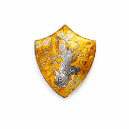 Monty's Sterling Silver Dancing Lady Shield Brooch With Orange Enamel #62203