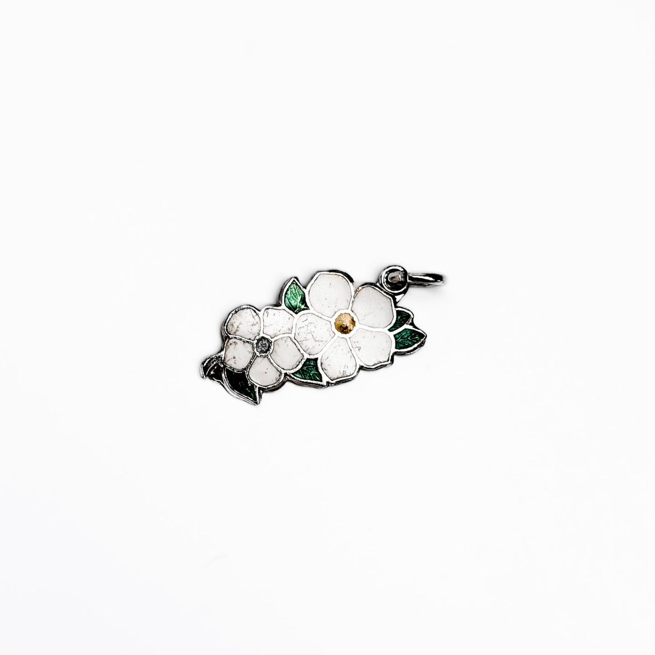 Sterling Silver Enamelled Flower Charm 20mm #62248