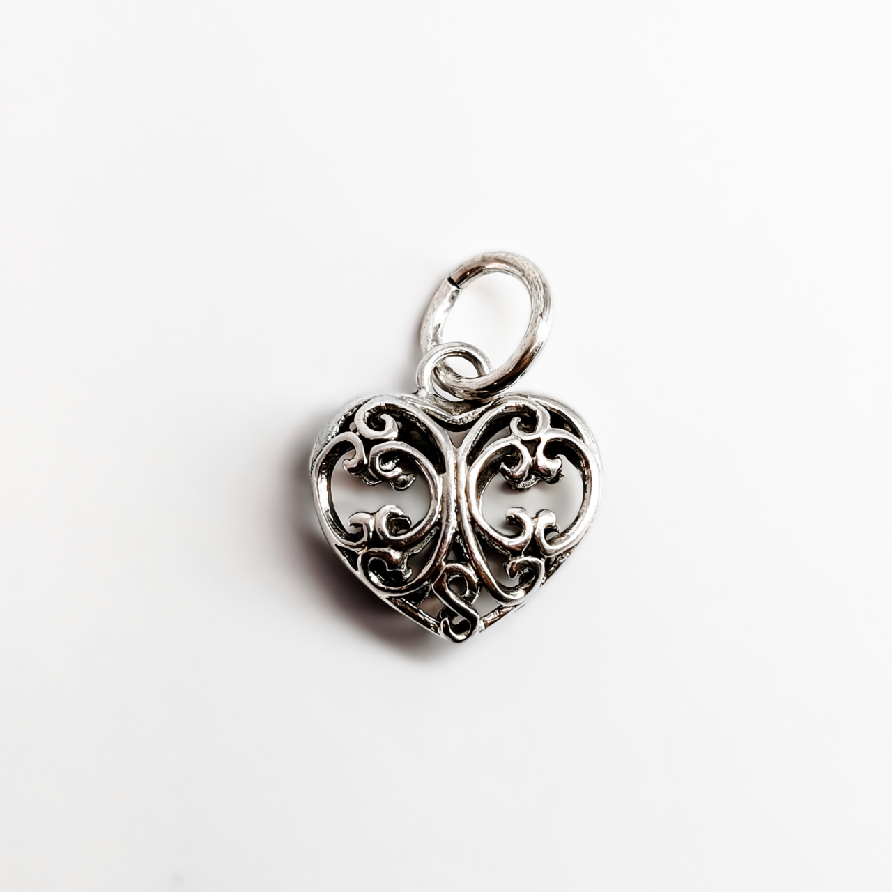Sterling Silver Filigree Puff Heart Pendant #69560