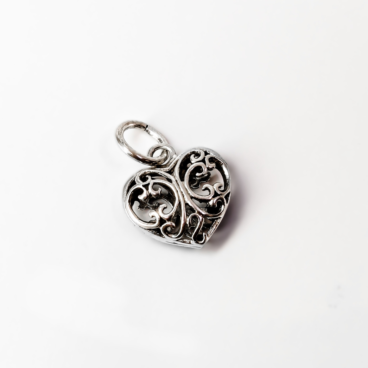 Sterling Silver Filigree Puff Heart Pendant #69560 Sterling Silver Filigree Puff Heart Pendant #69560 - Image 2