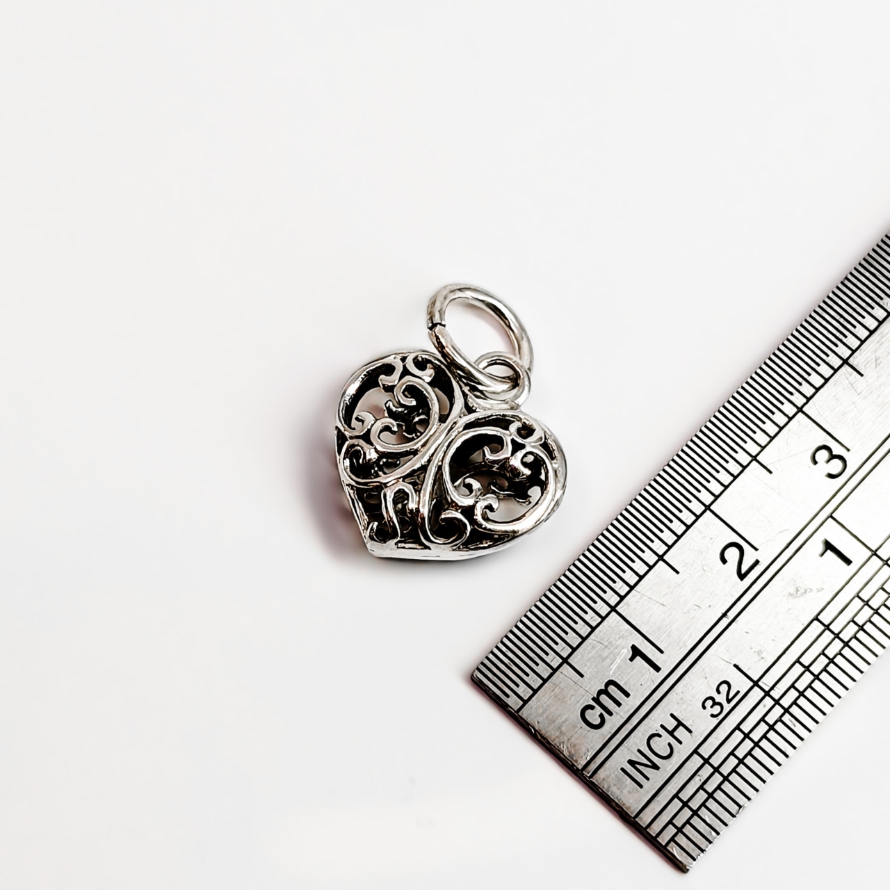 Sterling Silver Filigree Puff Heart Pendant #69560 Sterling Silver Filigree Puff Heart Pendant #69560 - Image 3