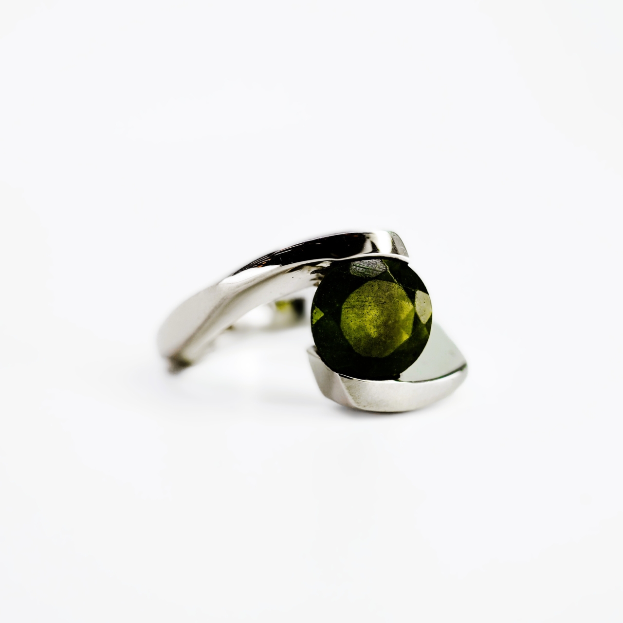 Sterling Silver Green Stone Ring #69546