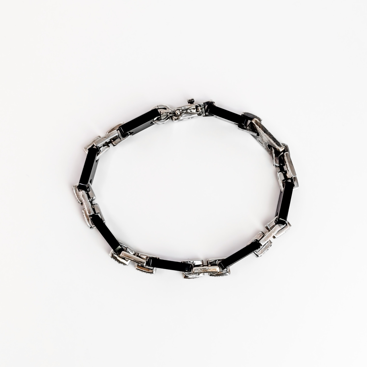 Sterling Silver Onyx and Marcasite Bracelet #68525