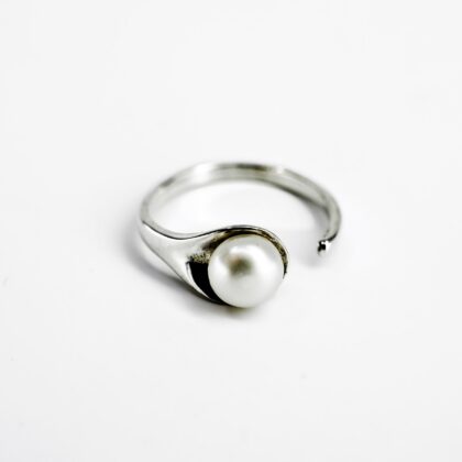 Sterling Silver Open Pearl Ring Size K #69478