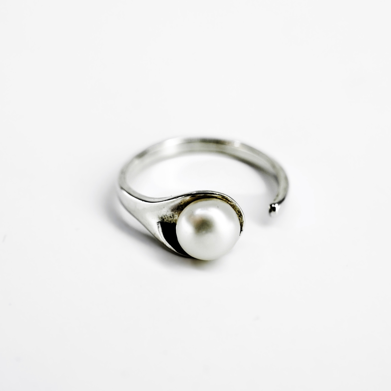 Sterling Silver Open Pearl Ring Size K #69478