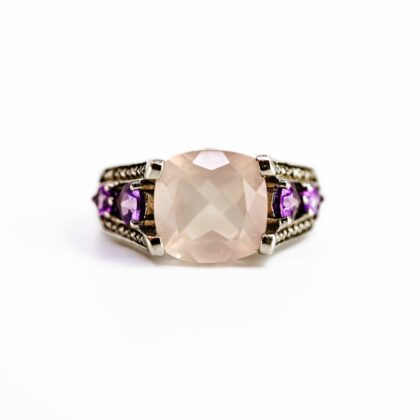 Sterling Silver Pink, Purple And White Stone Ring #69549