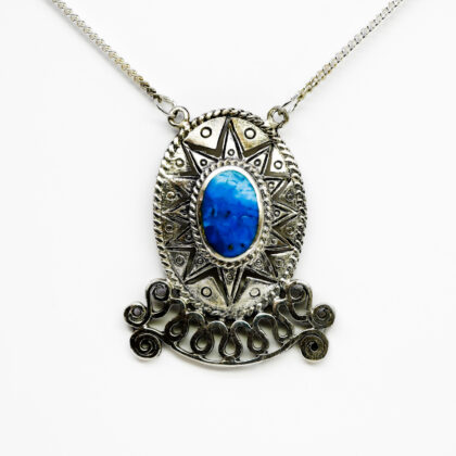 Monty's Sterling Silver Turquoise Style Pendant Necklace 47cm #69330