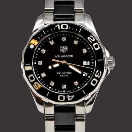 TAG Heuer Aquaracer WAY131C 35mm Quartz Ceramic And Stainless Steel Diamond Dial Watch #69129