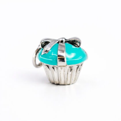 Tiffany & Co Silver Blue Enamel Cupcake Charm #69699-2