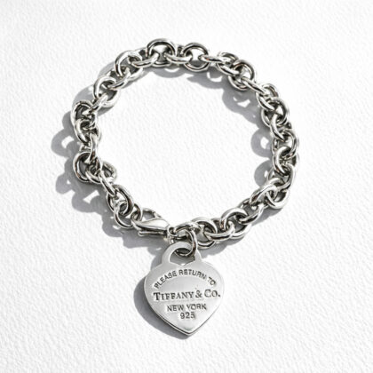 Tiffany & Co. Return To Tiffany Heart Tag Charm Bracelet Sterling Silver 19cm #69699