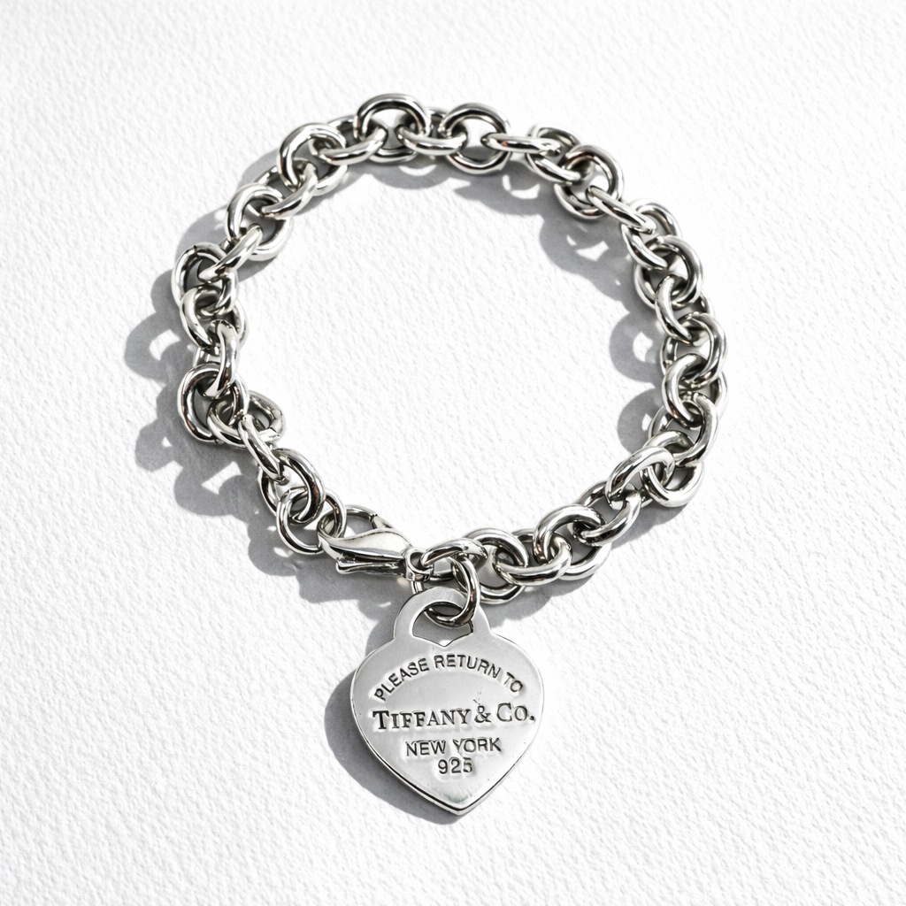 Tiffany & Co. Return To Tiffany Heart Tag Charm Bracelet Sterling Silver 19cm #69699